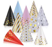 20 Pcs Party Hats Birthday Party Cone Hats for Adults Kids Gold Polka Dot Paper with Elastic String Happy Birthday Partys Decorations Assorted Paper Birthdays Hat for Photo Props