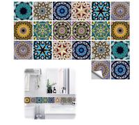 20 Pcs Peel and Stick Wall Tiles, Self Adhesive Tile Stickers for Kitchen Bathroom Walls, Waterproof Moroccan Style Decorative Stickers
