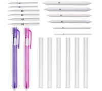 20 Pcs Pen Style Erasers Art Blenders Set, Retractable Mechanical Pens Eraser Set(Purple Pink) 2PCS with 6 Replacement Refills 12PCS White Pens Eraser Set