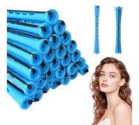 20 Pcs Perm Rods for Short Hair, Medium Curling Rods, Cold Wave Heatless Curling Rollers Set for Long Hair Natural Waves & Curls (0.35 Inches, Blue)