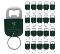20 Pcs Personalised Bottle Opener Keyring Wedding Favors for Guests Leather Beer Bottle Opener Keychain Laser Engraved Custom Gifts, Dark Green