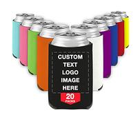 20 Pcs Personalised Can Cooler Sleeves Custom Beer Soda Drink Holders with Logo Photo Text Customised Gift for Christmas Wedding Party