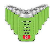 20 Pcs Personalised Can Cooler Sleeves Custom Beer Soda Drink Holders with Logo Photo Text Customised Gift for Christmas Wedding Party