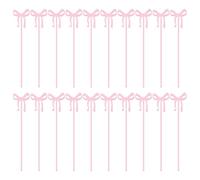 20 Pcs Pink Bow Acrylic Drink Stirrers Cocktail Swizzle Sticks Plastic Drink Stir Sticks Wedding Fruit Picks Bachelorette Cupcake Toppers Fancy Appetizer Toothpicks Coquette Themed Party Decorations