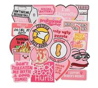 20 PCS Pink Funny Embroidered Iron On Patches for Clothes, Backpacks, Jackets, Hats, Jeans, Girly Meme Sew On Applique Patches for Girls