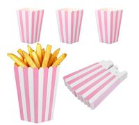 20 Pcs Pink Popcorn Boxes, Small Popcorn Bags for Party, Mini Paper Snack Boxes Pink & White Striped Popcorn Containers for Birthday Party Favors, Movie Night & Candy Buffet Supplies