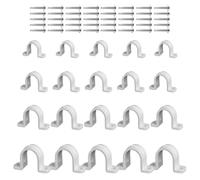 20 pcs Pipe Clamps, CNYMANY 2 Holes PVC Conduit Strap Clips SCH 3/8 1/2 3/4 1 Inch with 40 pcs M4.2 Screws, Plastic White Conduit Mounting U Brackets with Screw Holes for Fixing Water Piping Support