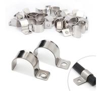 20 Pcs Pipe Clips 25mm Pipe Clamp Single-Hole Pipe Brackets V2A Stainless Steel U Brackets Heavy Duty Cable Clamps Fasteners for Ø 24-25.5mm Cables Water Pipes Fixing Flush Installation