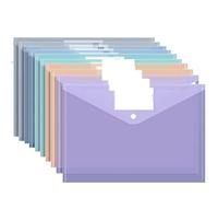 20 PCS Plastic Folders for Document, A4 Size Envelopes with Snap Closure, Clear File Bags(Mixed Thick)