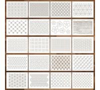 20 Pcs Plastic Sashiko Stencil 8.3 x 5.9 Inch Sashiko Template Drawing Line Quilting Stencil Geometric Embroidery Pattern Stabilizers for Sewing Hand Quilting and Embroidery