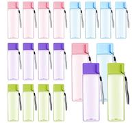 20 Pcs Plastic Water Bottle Bulk, 500 ml Sports Water Bottles Rectangle Reusable Large Water Bottles for Kids Adults School Thanks Gift Gym Outdoor Sport Fitness Travel