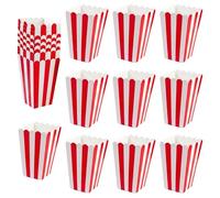 20 PCS Popcorn Boxes, Popcorn Bags for Party, Red and White Striped Popcorn Containers, Reusable Movie Night Accessories Snack Boxes for Cinema, Birthday, Sleepover and Carnival Treats