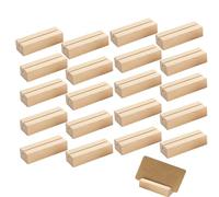 20 PCS Premium Solid Wood Stand ,2.7inch long, 0.9inch wide and 0.7inch high,Small Card Holder, Photo Stand, Wedding Wooden Table Number Holder, Elegant and Stylish Wood Block Card Stand for Place Ca