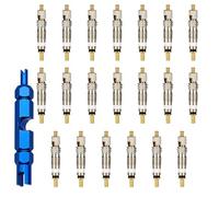 20 Pcs Presta Valve Cores With Wrench, High-Pressure Brass Bicycle Valve Replacement, Universal Valve Core Kit 5mm X 26mm Removable Core Presta for Road Bike Mountain Bike MTB Tire Tube Repair