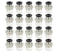20 Pcs PT1/4 Pneumatic Black Push Connect Fittings, 6mm Pipe Connection x 12.7mm Thread Outer Air Push Connect Tools Pneumatic Hose Fittings, Push Lock Air Hose Fittings