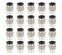 20 Pcs PT1/4 Pneumatic Black Push Connect Fittings, 8mm Pipe Connection x 12.7mm Thread Outer Air Push Connect Tools Pneumatic Hose Fittings, Push Lock Air Hose Fittings