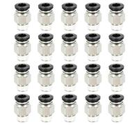 20 Pcs PT1/8 Pneumatic Black Push Connect Fittings, 6mm Pipe Connection x 9.7mm Thread Outer Air Push Connect Tools Pneumatic Hose Fittings, Push Lock Air Hose Fittings