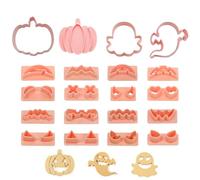 20 Pcs Pumpkin Ghost Cookie Cutters, DIY 3D Halloween Cookie Stamps Halloween Fall Thanksgiving Funny Cartoon Biscuit for Frosting Decoration Baking Party Supplies