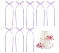 20 PCS Purple Bows for Cake, Purple Bow Cake Decorations, Cake Bows Ribbons for Decorating, Bowknot Cake Topper Decorations for Birthday Wedding Party Wedding Anniversary Party Supplies