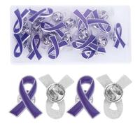 20 Pcs Purple Ribbon Pin Enamel Brooch Pins Domestic Violence Alzheimers Lupus Cancer Awareness Brooch with Secure Clutch Back Metal Jewelry Badge Gifts Public Supplies