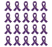 20 Pcs Purple Ribbon Pins Metal Domestic Violence Awareness Lapel Pin Universal Ribbon Alloy Brooches for Decoration
