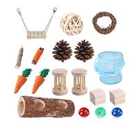 20 Pcs Rabbits Chew Toy For Teeth Balls Wood Blocks Sticks Swing Tube Safe & Natural For Hamsters Guinea Pigs Rabbits Chew Toy Balls Teeth Grinding Wood Teething Small Animal Treats Treats