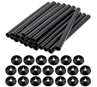 20 PCS Radiator Pipe Covers and Pipe Collars Black 200mm x 15mm Pipe Snap On PVC Plastic Radiator Caps 15mm Pipe Covers Thickened Radiator Sleeves