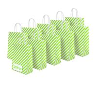 20 Pcs Rainbow Gift Bags 18x22x8cm-Colourful Party Favour Bags with 24 Heart Stickers | Durable Kraft Paper Goodie Bags for Birthdays, Weddings, Baby Showers,Candy Favours (Twill Light Green)