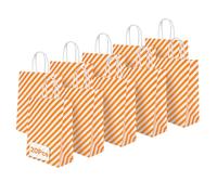 20 Pcs Rainbow Gift Bags 18x22x8cm-Colourful Party Favour Bags with 24 Heart Stickers | Durable Kraft Paper Goodie Bags for Birthdays, Weddings, Baby Showers,Candy Favours (Twill Orange)
