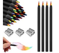 20 Pcs Rainbow Pencils, 7 In 1 Colouring Pencils for Kids, Rainbow Pencils Set with 3 Sharpeners, Black Wooden Coloured Pencils, Multi Colored Pencils for Art Drawing, Colouring, Sketching