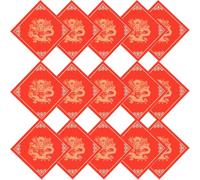 20 PCS Red Blank Fu Character Xuan Paper Red Dou Fang Xuan Square Fu Character Paper for Spring Festival Chinese New Year Decorations (金龙献福)