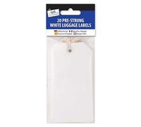 20 pcs Reinforced Manilla Strung White Tags Luggage Labels (120mm x 60mm) Christmas Craft Hang String Cotton Thread and Hole for Tie, Gift