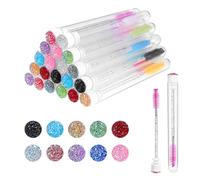 20 PCS Reusable Eyelash Spoolies with Storage Tube, 10 Colors Mascara Wands in Tubes, Lash Spoolies with Tube for Eyelashes Extensions, Eyebrows Draw Hairlines, Makeup Tools, Eyelash Brush