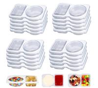 20 PCS Reusable Snack Containers with Lids,Double Compartment Snack Containers with Lid,Snack Pots 2 Compartments,Mini Plastic Snack Pots with Lids,Ideal for Sauces,Snacks,and On-the-Go Meals