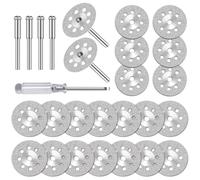 20 PCS Rotary Cutter Blades,Diamond Cutting Wheel Cut off Discs Drill Cutting Disc with 4 Connecting Rods and 1 pcs Cross Screwdriver for Rotary Tools Gemstone Marble Metal Glass Ceramic (22 mm)