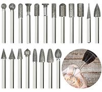 20 PCS Rotary Tool Bits Diamond Burr Set for Metal Wood Woodworking Engraving Drilling Grinding Head for Dremel Rotary Tools Tungsten Carbide Steel Solid Twist Dril Bit
