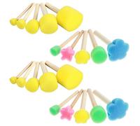 20 Pcs Round Sponges Brush Set, Foam Paint Brushes 4 Sizes Paint Tools Painting Sponges for Acrylic, Painting Tools for Kids Crafts Art Sponge with Wooden Handle Foam Stencil Brushes, Colorful