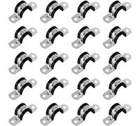 20 PCS Rubber Cushioned U Shaped Pipe Clamps,Stainless Steel Rubber Lined U Clips (M20)