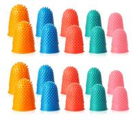 20 Pcs Rubber Finger Tip Cushions for Counting Money Ranking Protector Reusable Thick for Sports Games Hot Glue Assorted Sizes Blue Orange Green Red Pink