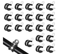 20 Pcs Rubber Lined P Clips Pipe Clamp, 12.7mm (1/2") Diameter Hose Lined Pipe Clamps, Durable Cushioned Cable Clamp for Electrical Automotive Tube Pipe Wire Cord Hose Cable