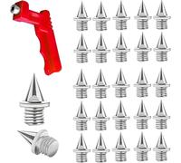 20 Pcs Running Spikes,0.25In Generic Track Spikes Replacement with a Spike Wrench Track,1/4inch Spikes for Running Shoes,for Sprint Sports Jumping Running Jogging Hiking Shoes(Silver)