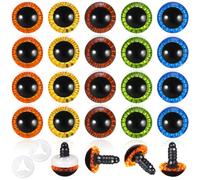 20 Pcs Safety Eyes, 15mm Glitter Crochet Eyes with Washers Plastic 3D Stuffed Animal Eye for Amigurumi DIY Plush Stuffed Animals Doll Making