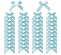 20 Pcs Self Adhesive Bows - Blue Mini Bows, Satin Ribbon Mini Bow, with Sticky Double-Sided Tape Safety Pin, for Gifts Sewing Scrapbooking Decor Wedding Graduation Hair Clothes 8 * 8in