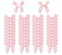 20 Pcs Self Adhesive Bows - Pink Mini Bows, Satin Ribbon Mini Bow, with Sticky Double-Sided Tape Safety Pin, for Gifts Sewing Scrapbooking Decor Wedding Graduation Hair Clothes 8 * 8in