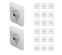 20 Pcs Self Adhesive Picture Hooks,No Nails,Sticky,for Hanging,No Strips Frame,Wall Stick on,Heavy Duty Hangers for Transparent Stickers Waterproof for Bathroom Kitchen,Photos,Poster,Art Decor