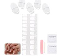 20 Pcs Semi Cured Gel Nail Strips,Gel Nail Stickers,French Semi Cured Gel Nails Strips,Gel Stickers for Nails and Uv Light,Gel Nail Stickers Uv/Led Light Required Easy to Use(White French with Tool)
