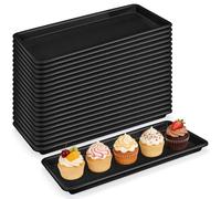 20 Pcs Serving Platters 35.9 x 16 cm Rectangle Serving Trays Reusable Food Tray Dishes Dessert Trays Plastic Plates for Wedding Home Table Thanksgiving Christmas Party