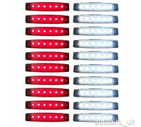 20 Pcs Set 12V Smd 6 Led Red White Rear Side Marker Light Position Truck Trailer
