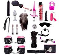 20 pcs Sex Bondage Set for Men and Women, Practical BDSM Leather Plush Straps and Anal Plug Kit for Sexual Role-Playing -UKGC22Z (Pink, B:Same and Cheaper)