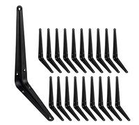 20 Pcs Shelf Brackets 8 Inch, Floating Shelf Bracket Heavy Duty Black Steel L Brackets for Shelves Decorative Wall Mount Joint Angle Brackets for Shelf with Screws